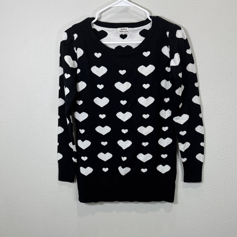 Molly Bracken‎ heart sweater jumper black white